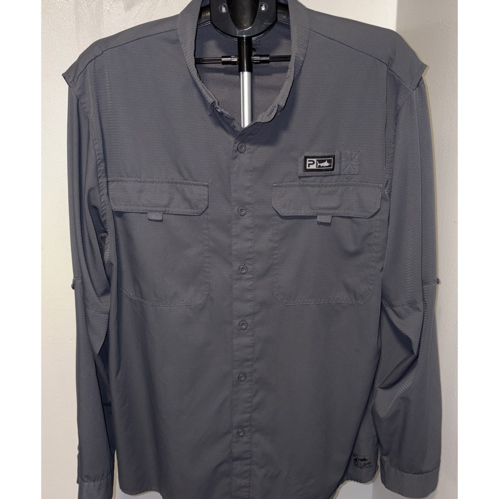 Pelagic Eclipse Guide Shirt Mens XL dark gray Long Sleeve Fishing Button Up